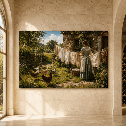 Summer Wash Day – Country Farmyard Canvas Wall Art - ART OF ROYALS
