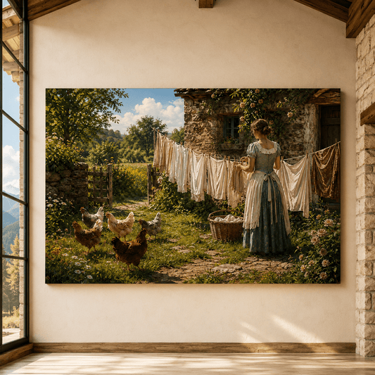 Summer Wash Day – Country Farmyard Canvas Wall Art - ART OF ROYALS