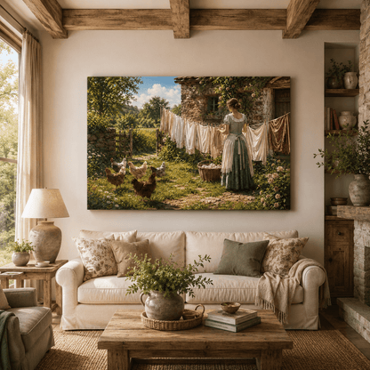 Summer Wash Day – Country Farmyard Canvas Wall Art - ART OF ROYALS
