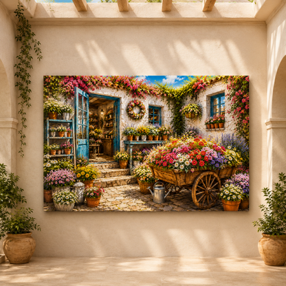 Flower Cottage Market – Rustic Garden Canvas Wall Art - ART OF ROYALS