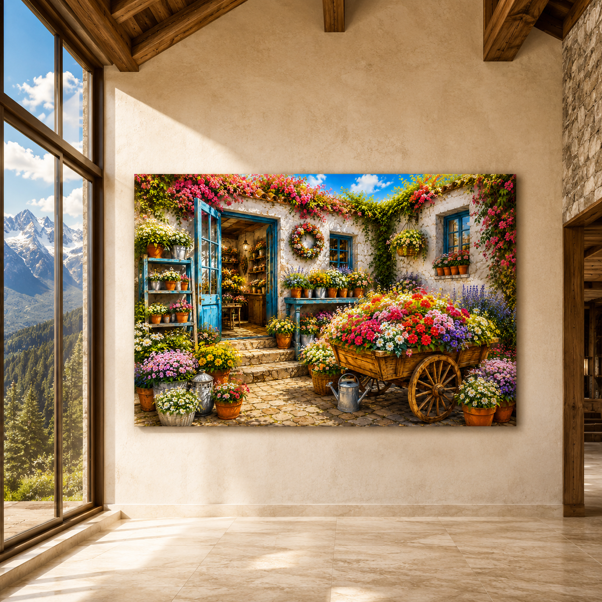 Flower Cottage Market – Rustic Garden Canvas Wall Art - ART OF ROYALS