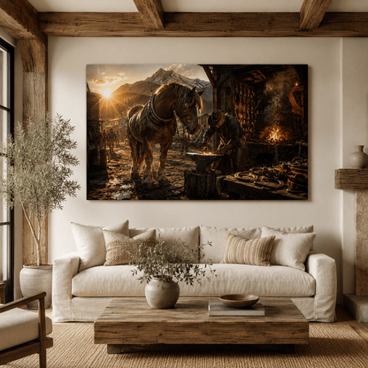 Forged in Tradition – Farrier and Draft Horse Canvas Wall Art - ART OF ROYALS