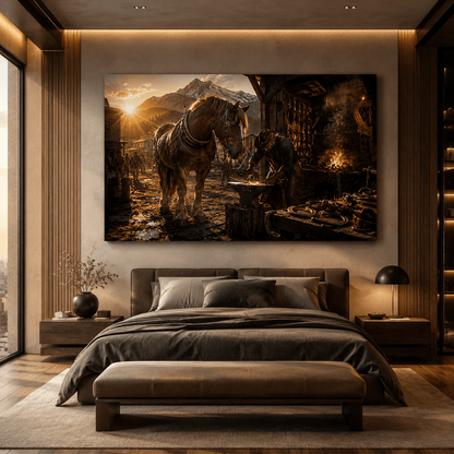 Forged in Tradition – Farrier and Draft Horse Canvas Wall Art - ART OF ROYALS