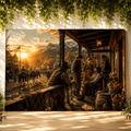 Porchside Conversations – Western Town Canvas Wall Art