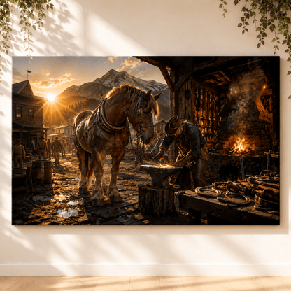 Forged in Tradition – Farrier and Draft Horse Canvas Wall Art - ART OF ROYALS