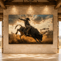Ride of the Unbroken – Bull Riding Western Canvas Wall Art
