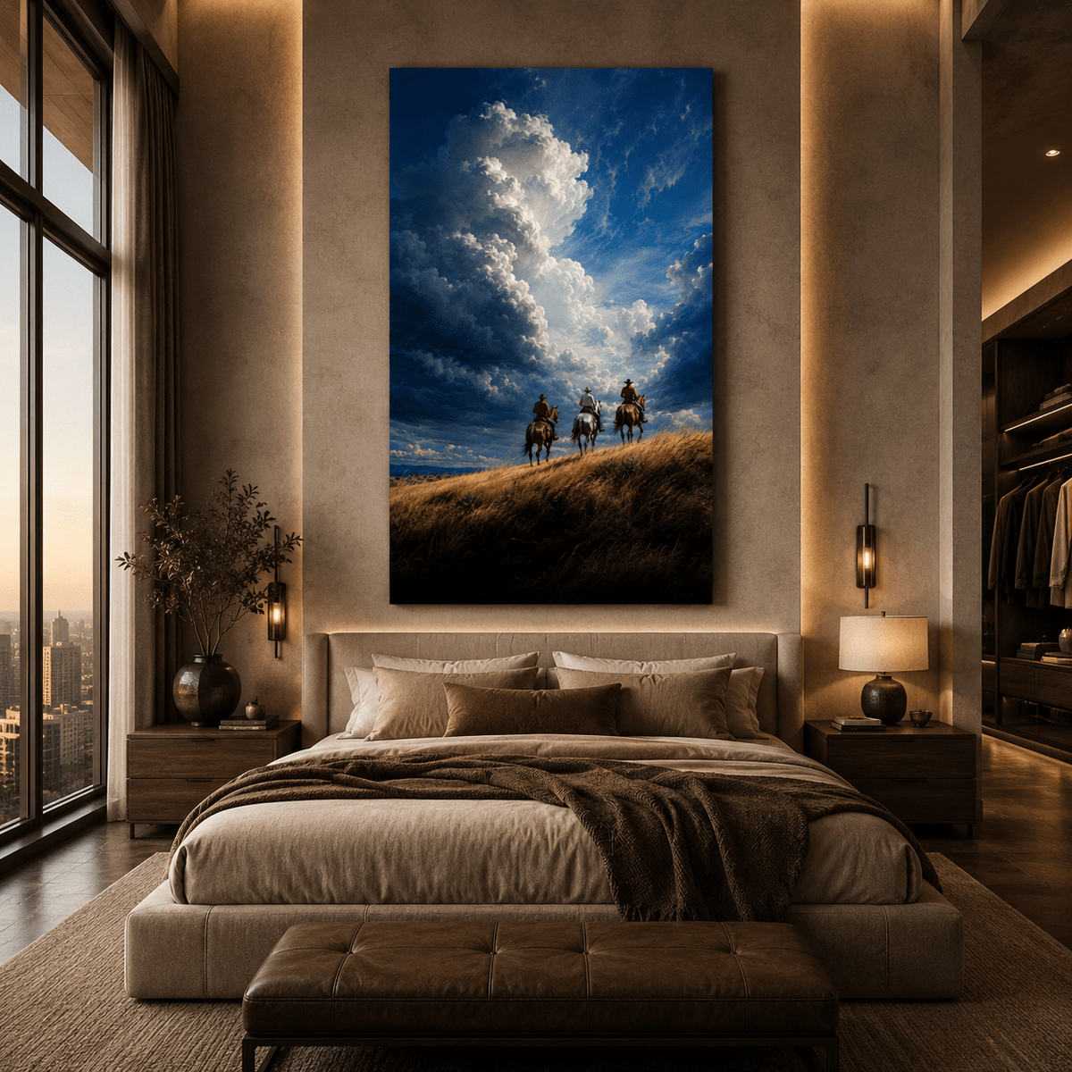Big Sky Riders – Cowboys Under Storm Clouds Canvas Wall Art - ART OF ROYALS