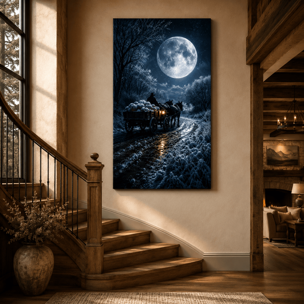 Harvest Moon Wagon – Pumpkin Cart Farm Canvas Wall Art - ART OF ROYALS