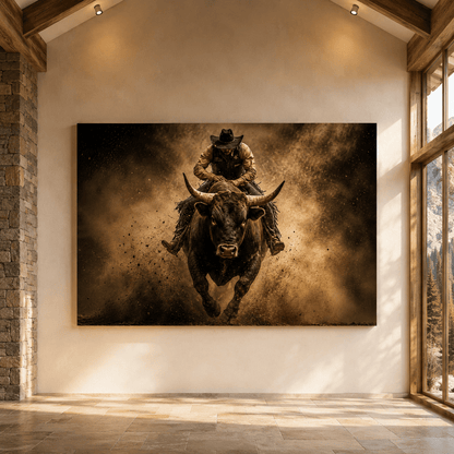 Eight Seconds – Rodeo Bull Rider Canvas Wall Art - ART OF ROYALS