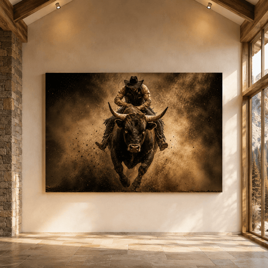 Eight Seconds – Rodeo Bull Rider Canvas Wall Art - ART OF ROYALS