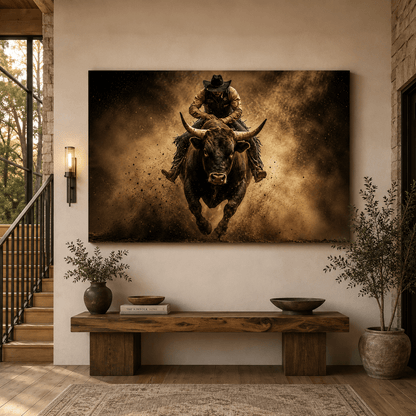 Eight Seconds – Rodeo Bull Rider Canvas Wall Art - ART OF ROYALS