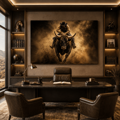 Eight Seconds – Rodeo Bull Rider Canvas Wall Art - ART OF ROYALS