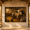 Morning Milking – Vintage Farmhouse Dairy Barn Canvas Wall Art