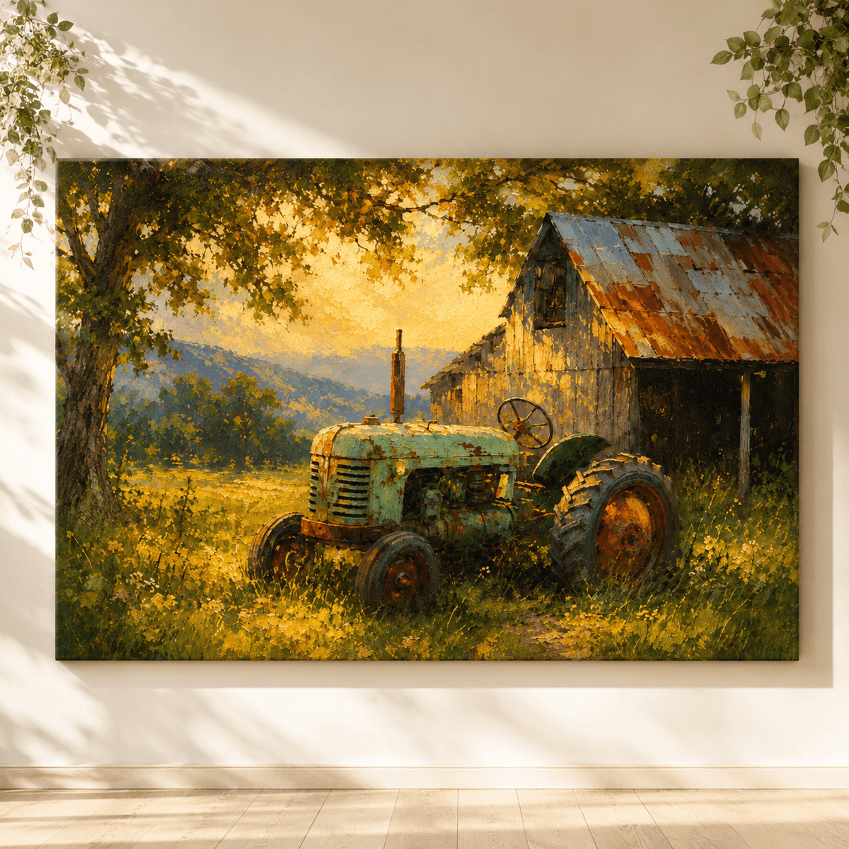 Old Homestead Tractor – Vintage Farm Barn Canvas Wall Art - ART OF ROYALS