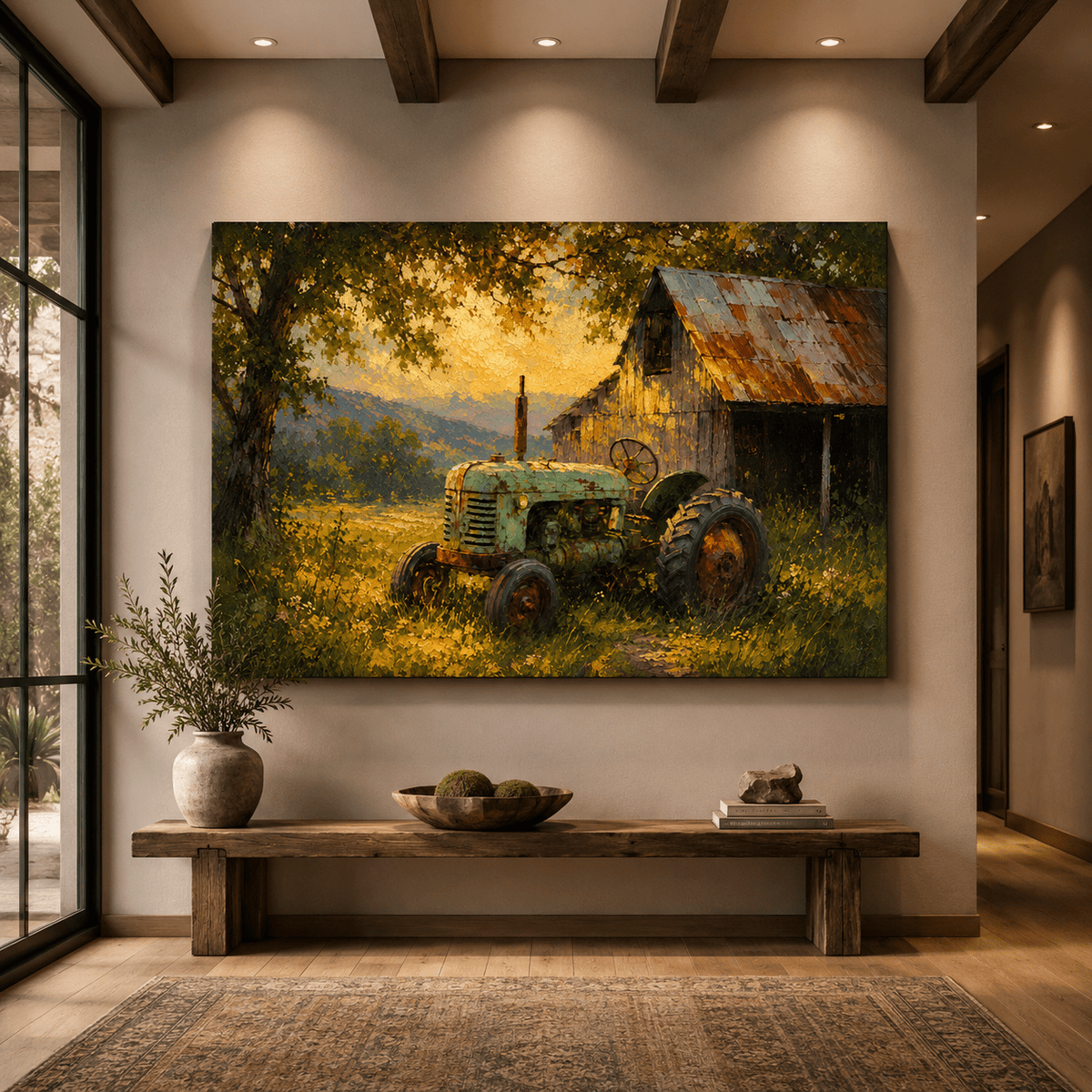 Old Homestead Tractor – Vintage Farm Barn Canvas Wall Art - ART OF ROYALS