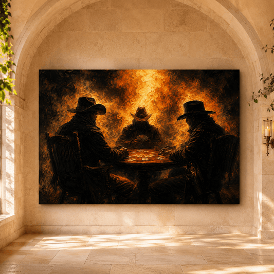 Saloon Showdown – Cowboy Poker Night Canvas Wall Art - ART OF ROYALS