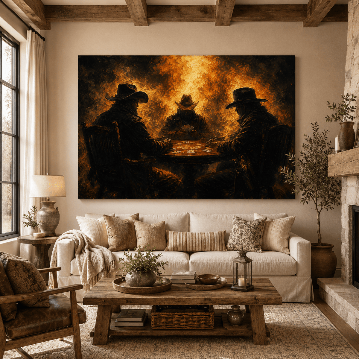 Saloon Showdown – Cowboy Poker Night Canvas Wall Art - ART OF ROYALS
