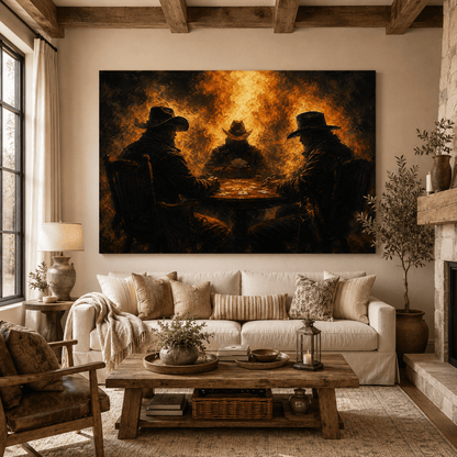 Saloon Showdown – Cowboy Poker Night Canvas Wall Art - ART OF ROYALS
