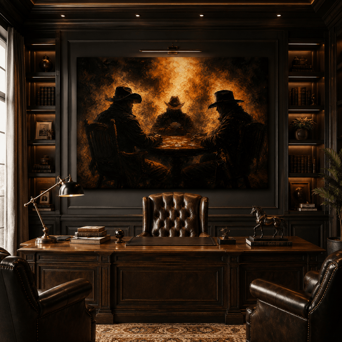 Saloon Showdown – Cowboy Poker Night Canvas Wall Art - ART OF ROYALS