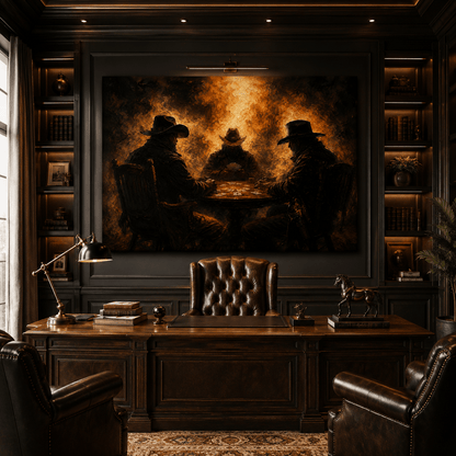 Saloon Showdown – Cowboy Poker Night Canvas Wall Art - ART OF ROYALS