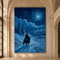 Starry Night Rider – Western Mountain Trail Canvas Wall Art