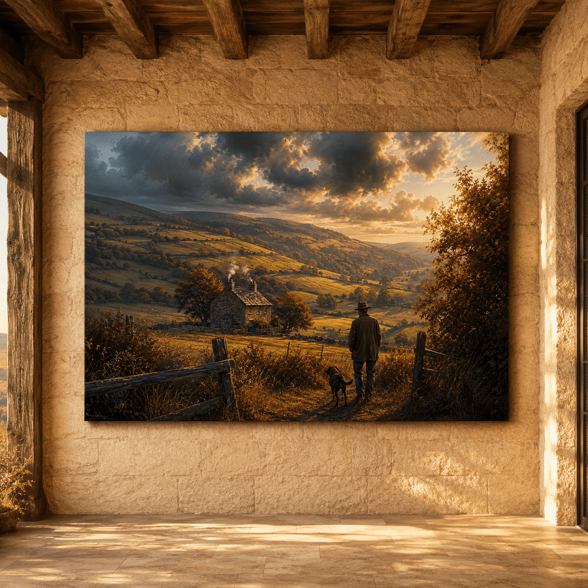 Golden Valley Homecoming – Countryside Cottage Canvas Wall Art - ART OF ROYALS