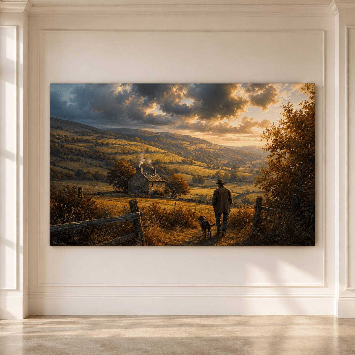 Golden Valley Homecoming – Countryside Cottage Canvas Wall Art - ART OF ROYALS
