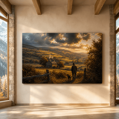 Golden Valley Homecoming – Countryside Cottage Canvas Wall Art - ART OF ROYALS