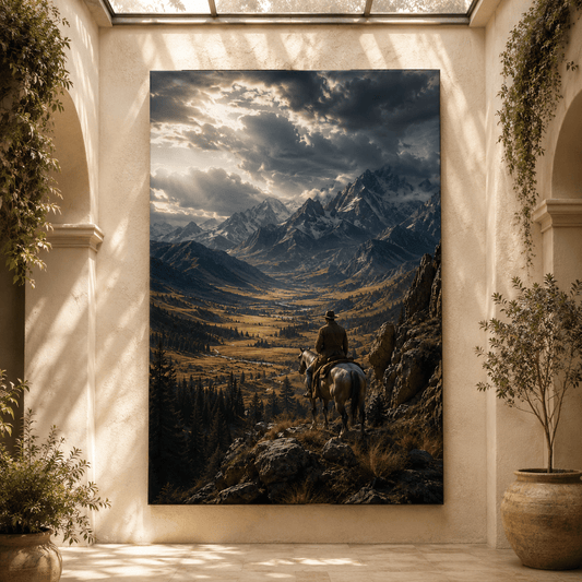 Where the Frontier Meets the Sky – Western Mountain Canvas Wall Art - ART OF ROYALS