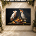 Elegant Harmony Cockatoo Canvas Wall Art – Luxury Bird Still Life Decor for Sophisticated Interiors