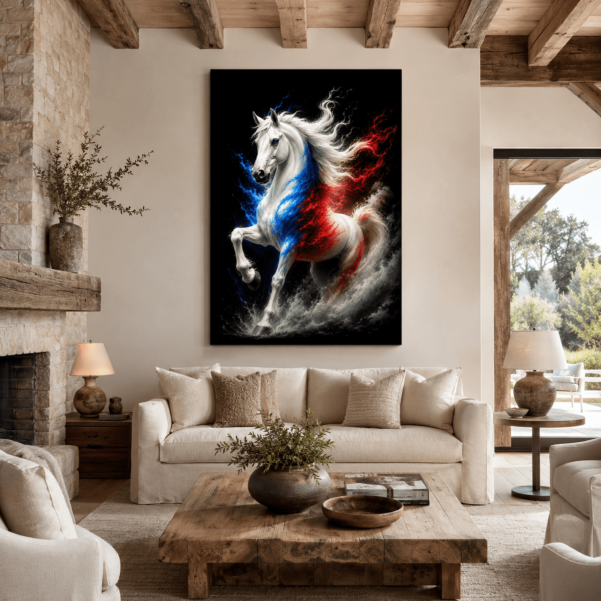 Spirit of America – Patriotic White Horse Canvas Wall Art - ART OF ROYALS
