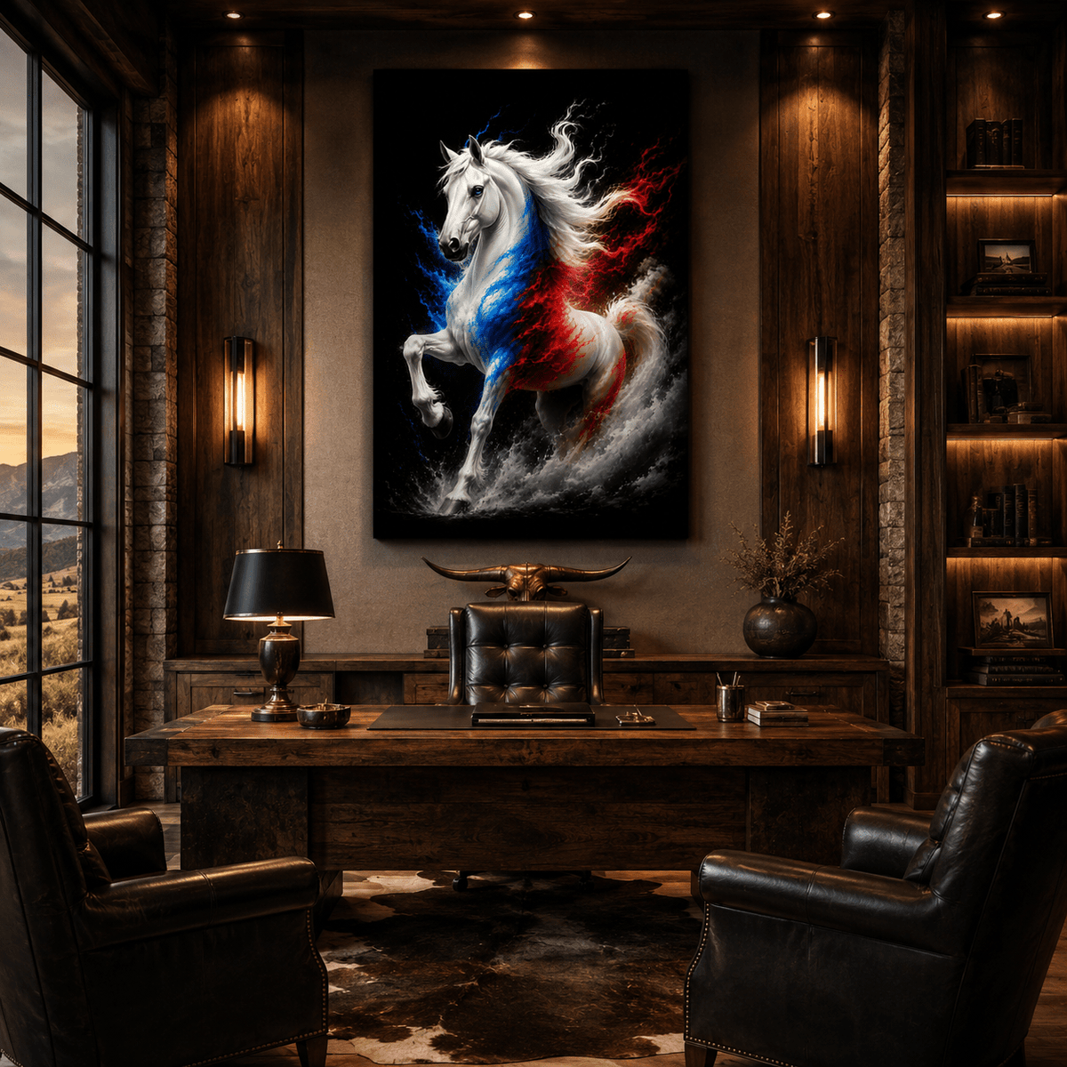 Spirit of America – Patriotic White Horse Canvas Wall Art - ART OF ROYALS