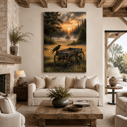 Raven's Watch – Old Wagon Sunrise Canvas Wall Art - ART OF ROYALS
