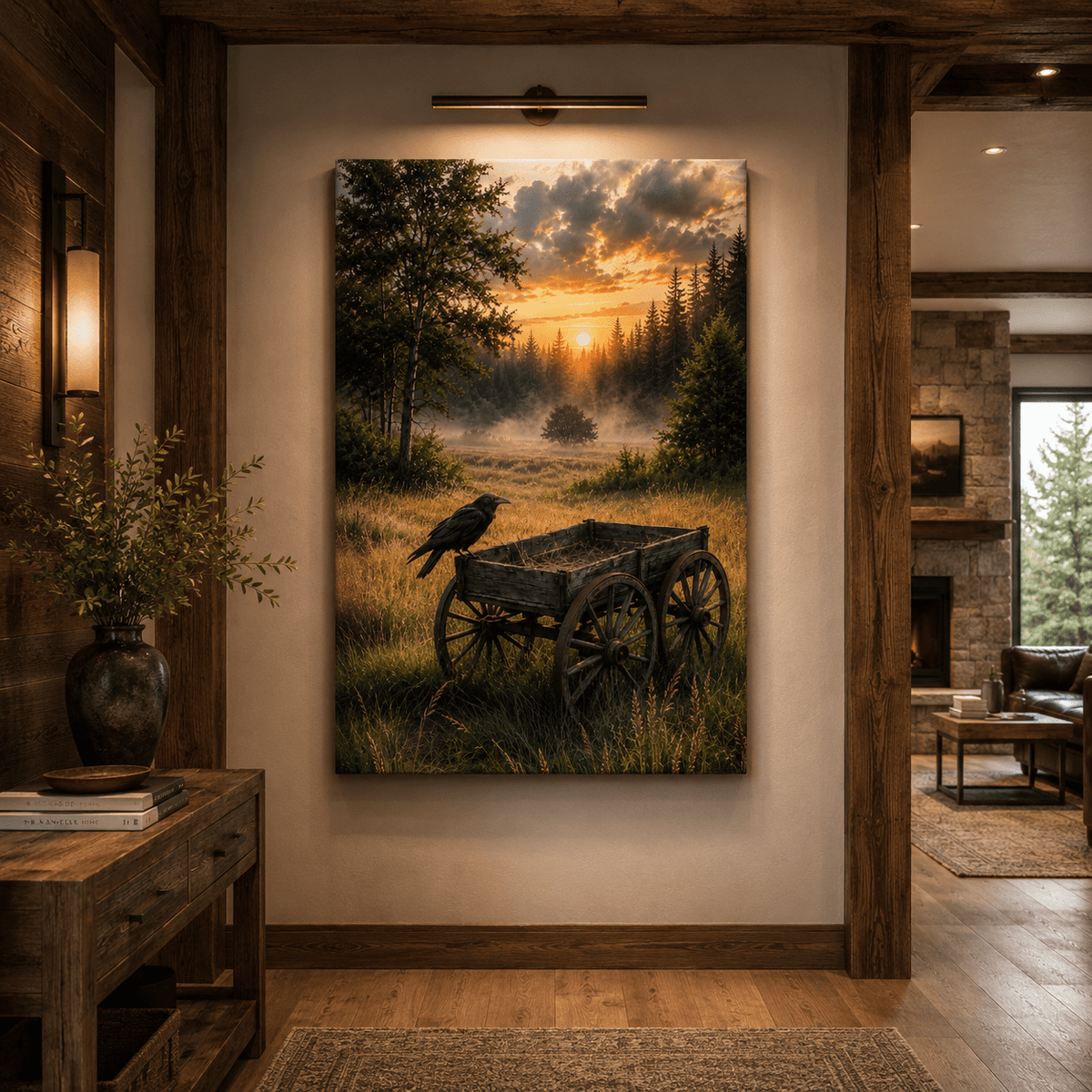 Raven's Watch – Old Wagon Sunrise Canvas Wall Art - ART OF ROYALS