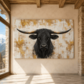 Black Longhorn – Texas Bull Portrait Canvas Wall Art