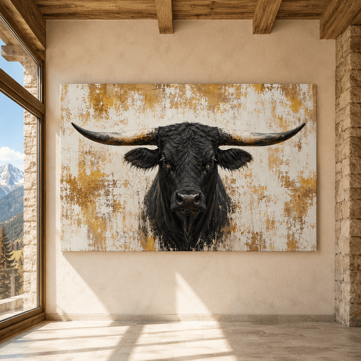Black Longhorn – Texas Bull Portrait Canvas Wall Art - ART OF ROYALS