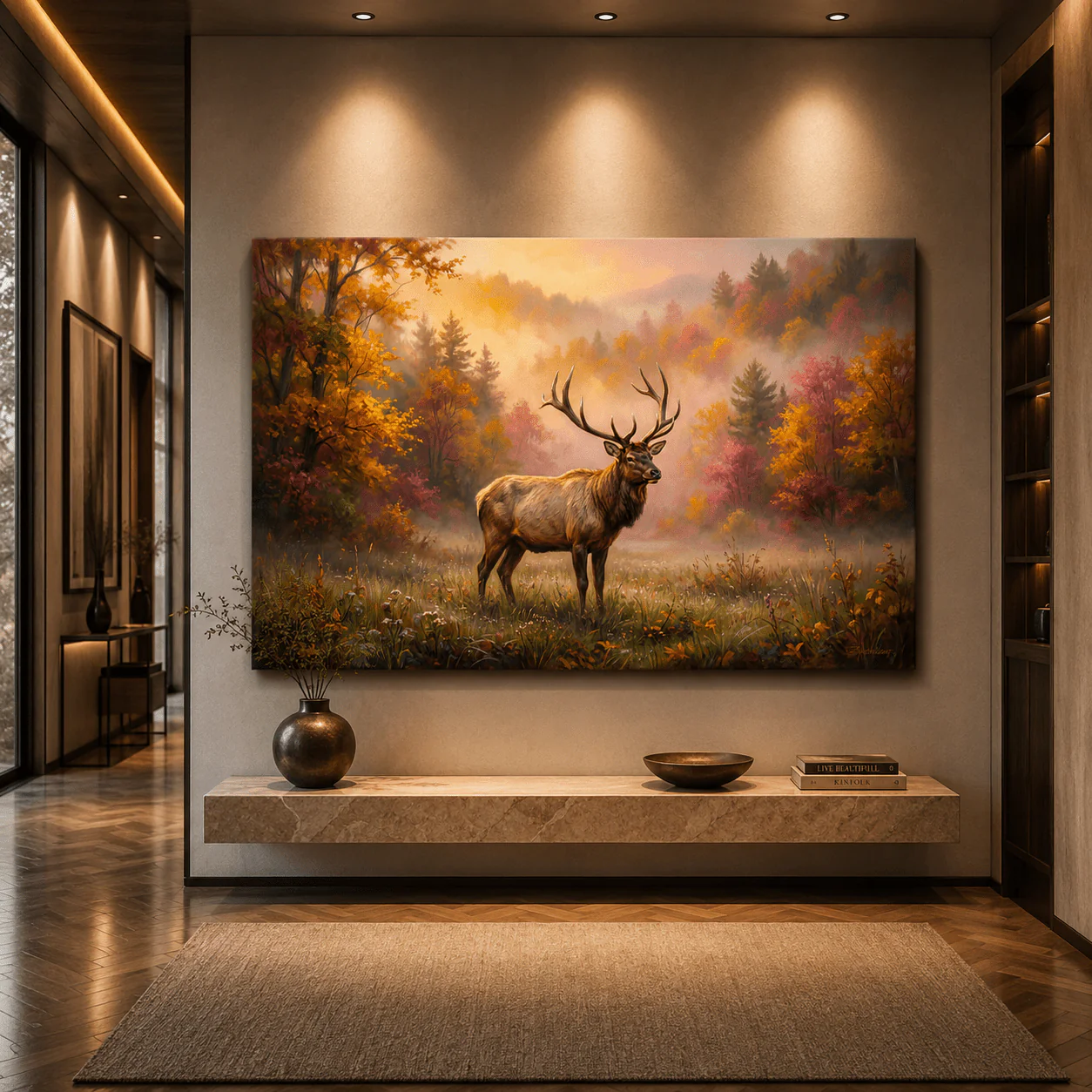 Majestic elk canvas wall art for mountain cabin and hunting lodge decor