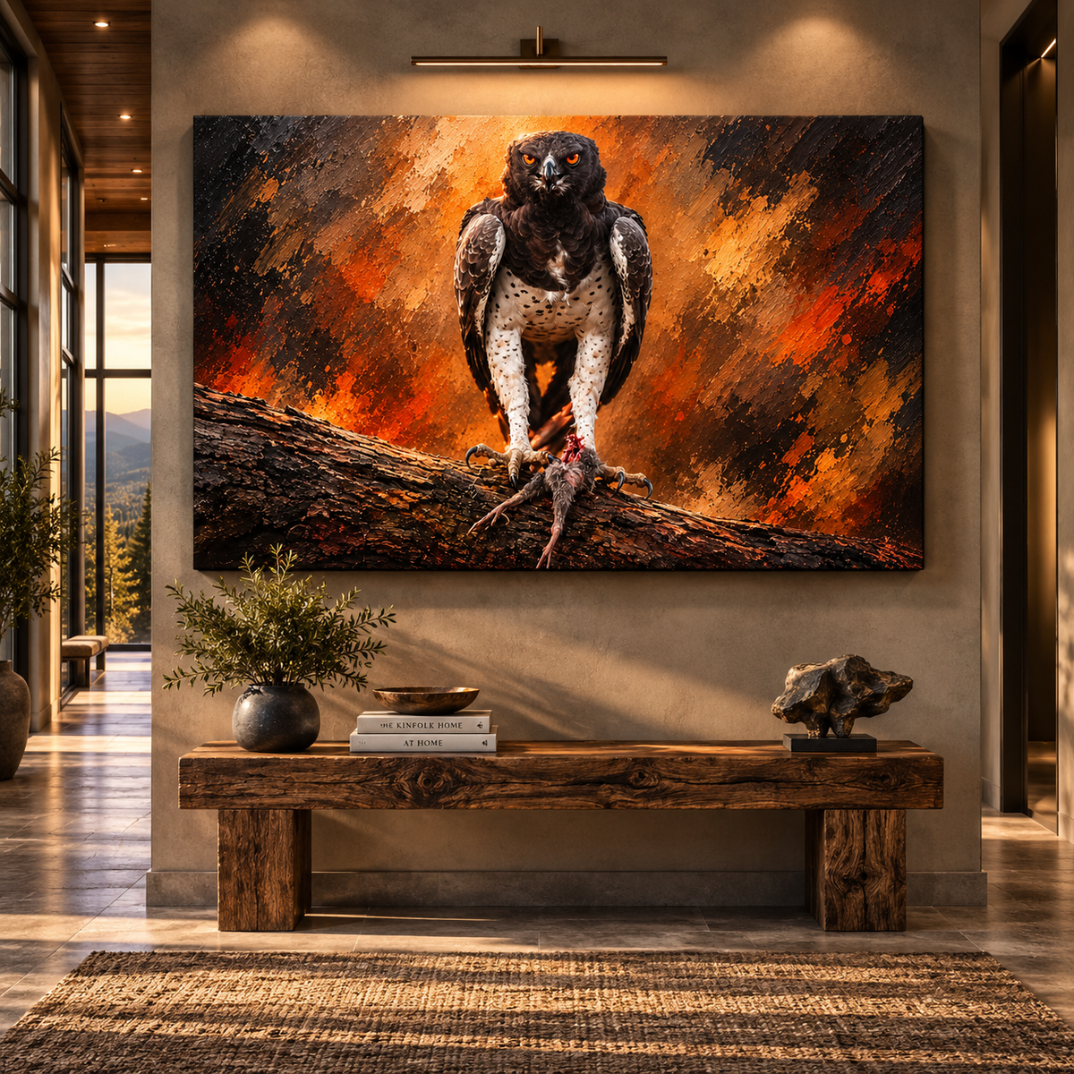 Martial Eagle with Prey Wrapped Canvas Wall Art – African Raptor Wildlife Painting