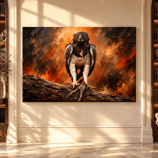 Martial Eagle with Prey Wrapped Canvas Wall Art – African Raptor Wildlife Painting - ART OF ROYALS