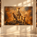 Cheetah Mother & Cubs Wrapped Canvas Wall Art – African Cheetah Family Painting