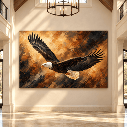 Soaring Bald Eagle Canvas Wall Art – Majestic American Eagle in Flight Oil Painting - ART OF ROYALS