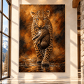 Mother Leopard Carrying Cub Wrapped Canvas Wall Art – African Leopard Wildlife Painting