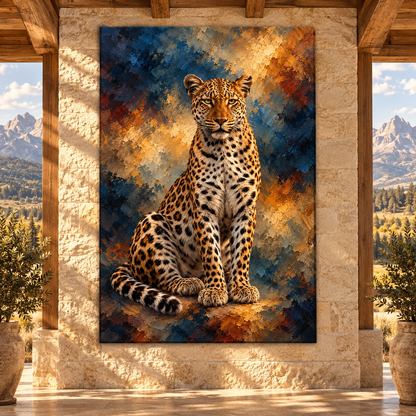 African Leopard Portrait Wrapped Canvas Wall Art – Panthera Pardus Wildlife Painting
