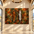 Bengal Tiger & White Tiger Wrapped Canvas Wall Art – Dual Tiger Wildlife Painting