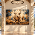 White American Bison Wrapped Canvas Wall Art – Majestic White Buffalo Wildlife Painting