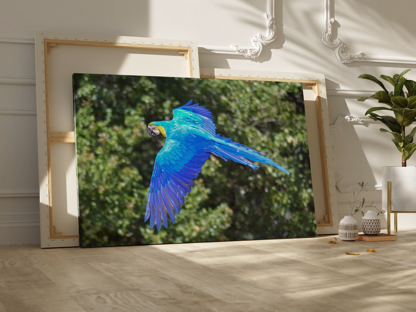 Majestic Flight: Blue Macaw Canvas Wall Art