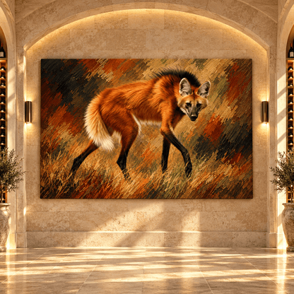 Maned Wolf Wrapped Canvas Wall Art – Chrysocyon Brachyurus Wildlife Painting - ART OF ROYALS