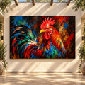 Colorful Rooster Wrapped Canvas Wall Art – Vibrant Farmhouse Chicken Painting