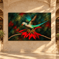Indian Ringneck Parakeet Wrapped Canvas Wall Art – Green Rose-Ringed Parakeet in Flight Painting