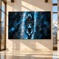Blue Sport Motorcycle Rider Wrapped Canvas Wall Art – Abstract Biker Racing Painting